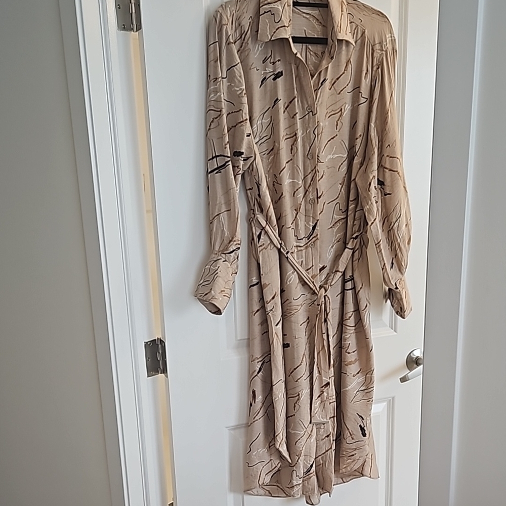 Light Tan Long Sleeve shirt Dress